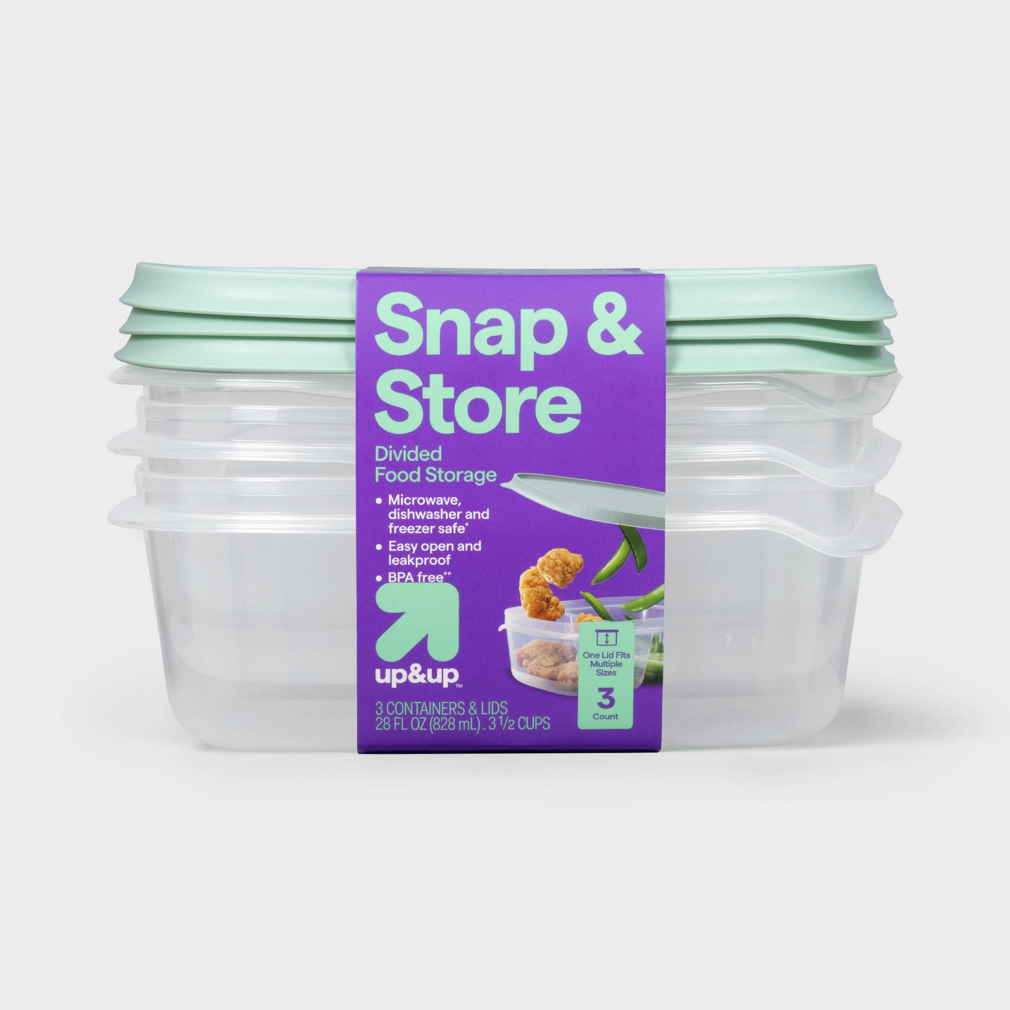 Food Storage Prep Containers - Contenedores de plástico transparente de 3