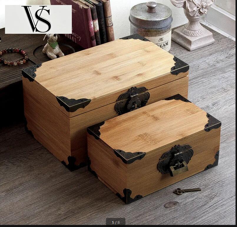 Food Storage Lock Box - Caja de Madera Rectangular con Tapa