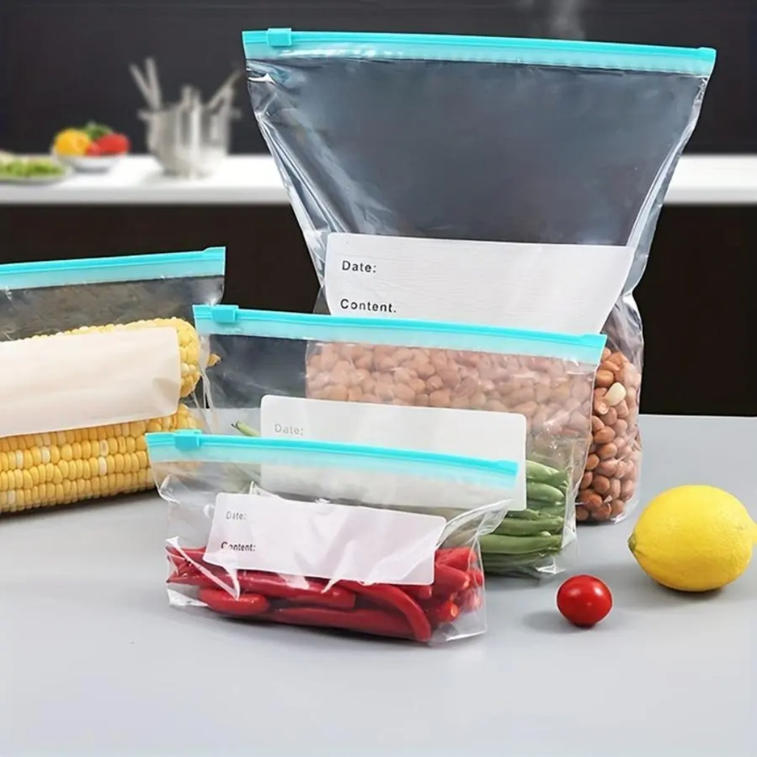 Food Storage Plastic Bag - 60 bolsas reutilizables para refrigerador, bolsas
