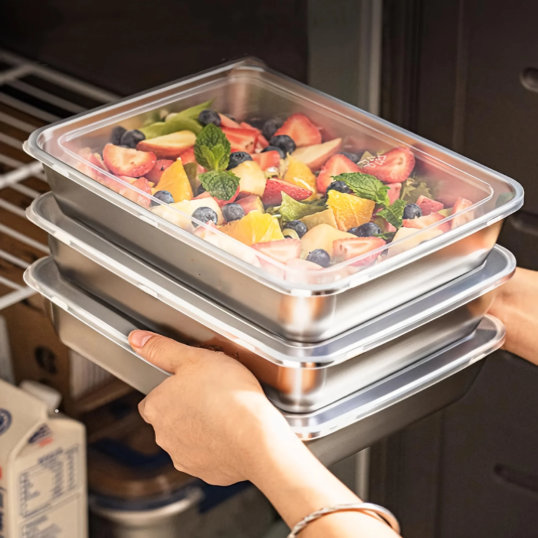 Food Storage Unit - Juego de 3 Recipientes de Acero