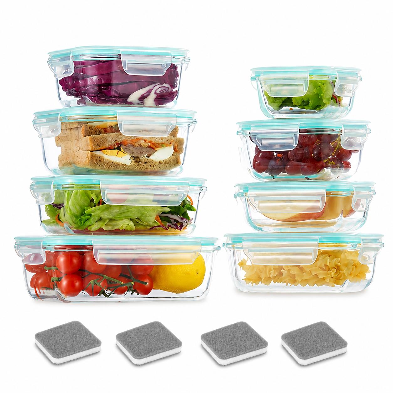 Food Storage Prep Containers - 16 recipientes de vidrio sellados para