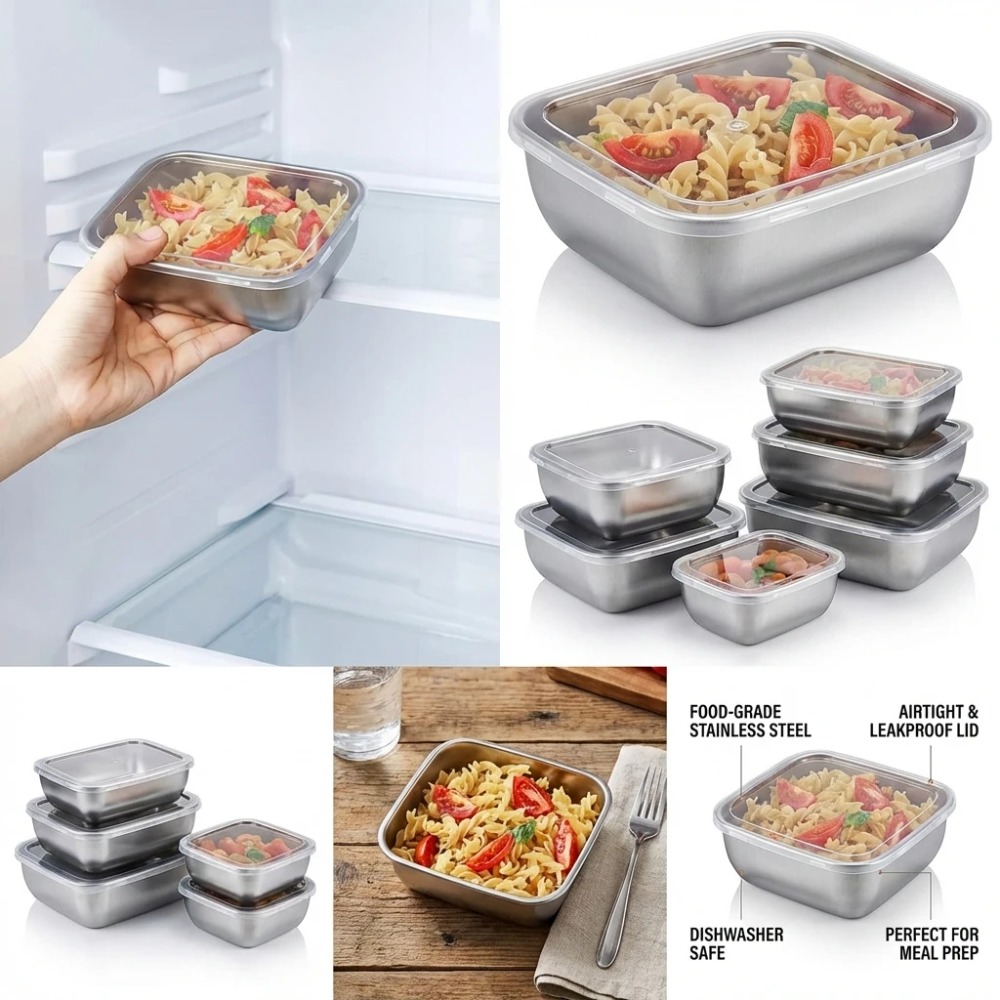 Juego de 6 Recipientes Herméti - Food Storage In Stainless Steel reseña y precio
