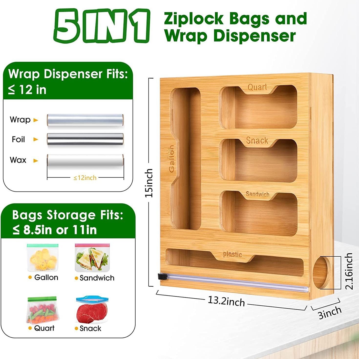 Soporte Ziplock de bambú para  - Food Storage Plastic Bag reseña y precio