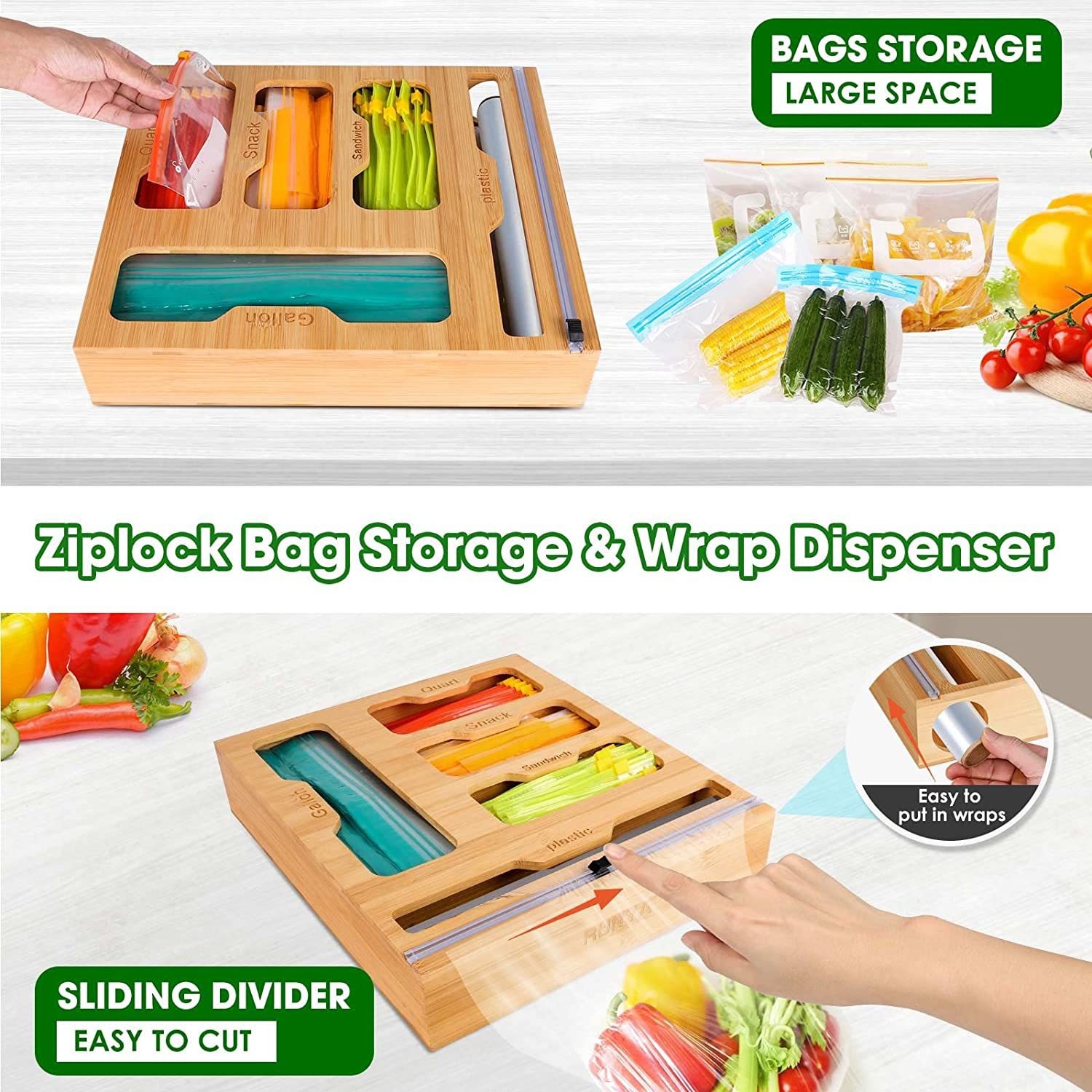 Soporte Ziplock de bambú para  - Food Storage Plastic Bag reseña y precio