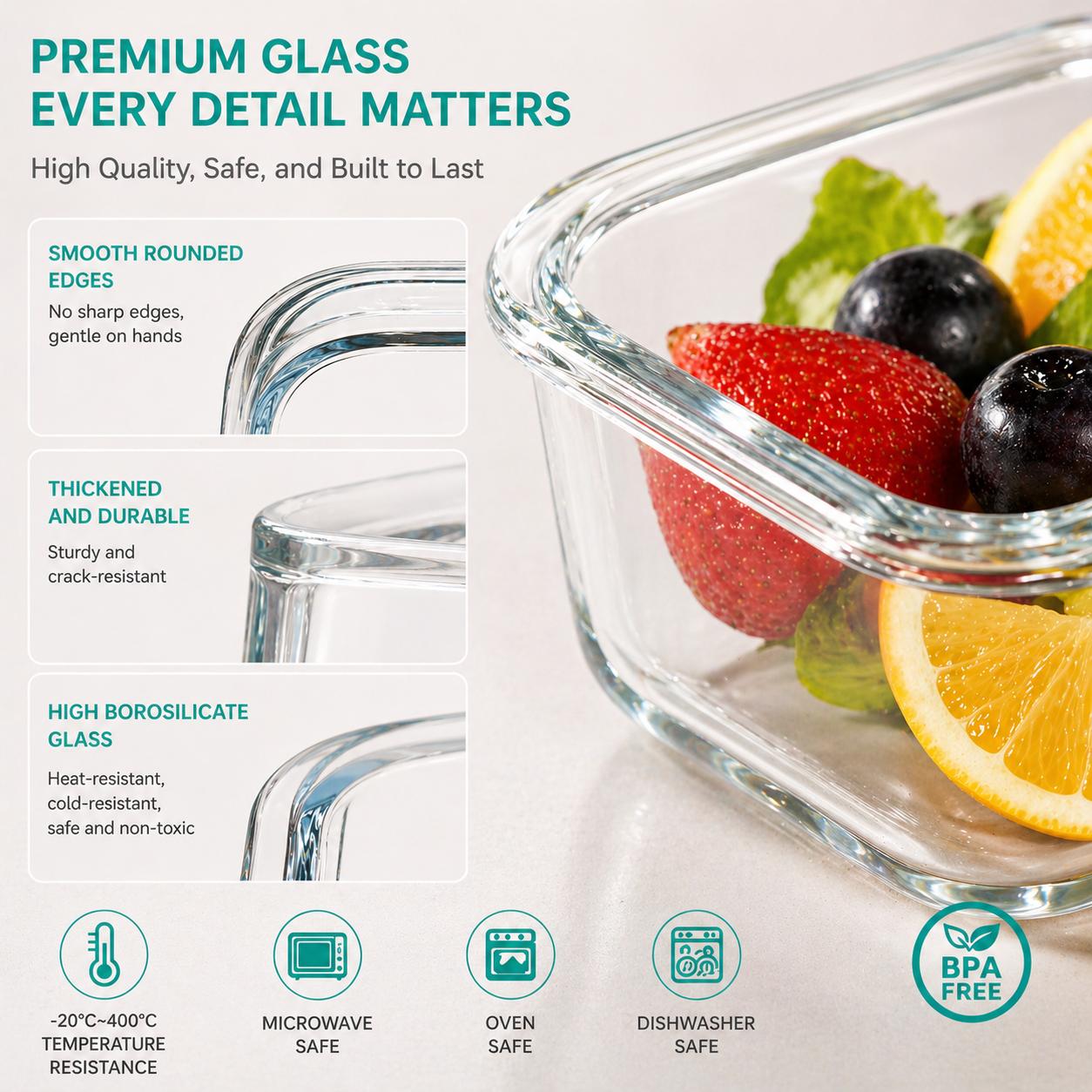 16 recipientes de vidrio sella - Food Storage Prep Containers reseña y precio